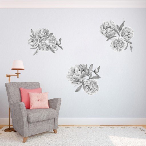 Трафарет пионы для стен