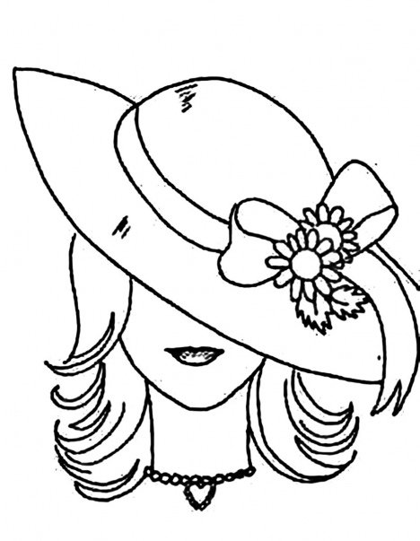 Раскраска шляпки для девочки