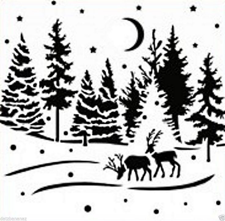 Новогодний лес силуэт