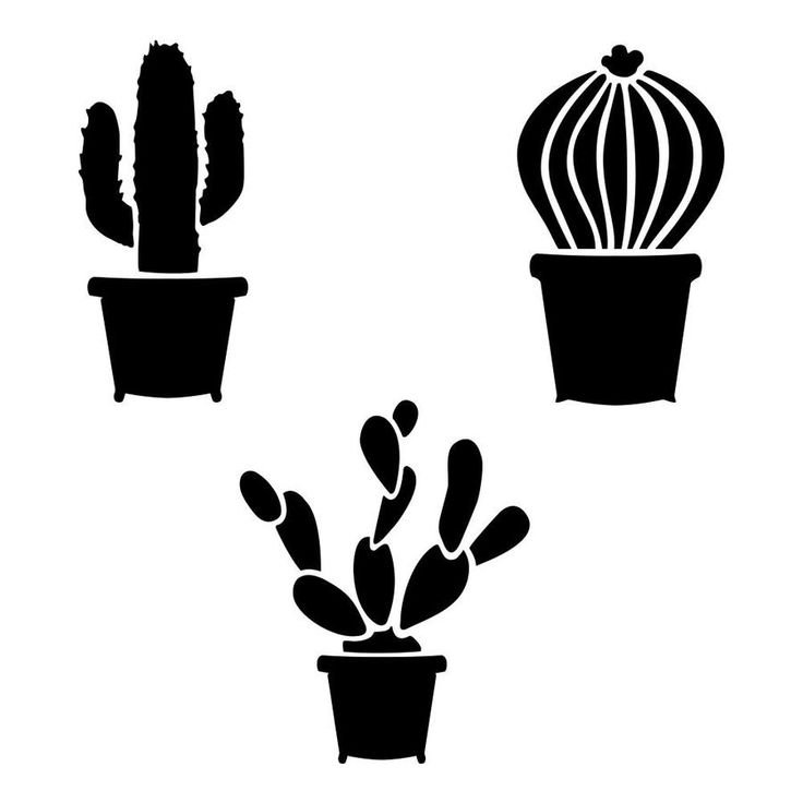 Трафарет цветок в горшке