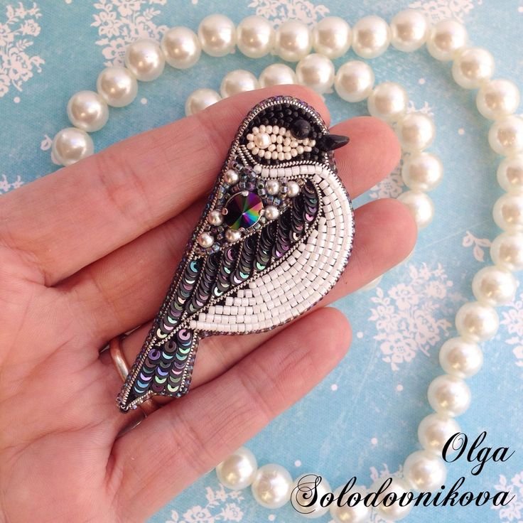 Броши бисером птицы