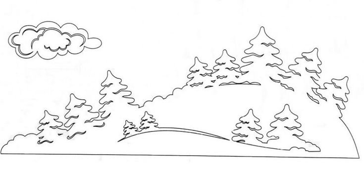 Зимний пейзаж силуэт