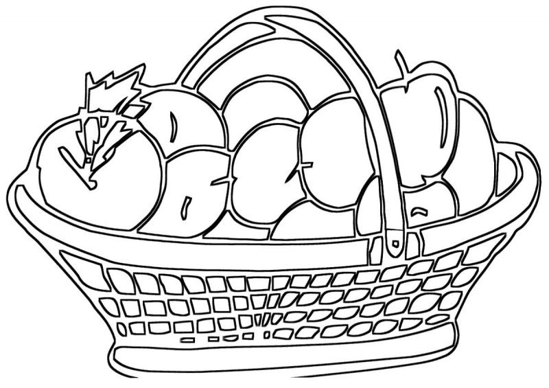 Корзинка с фруктами раскраска