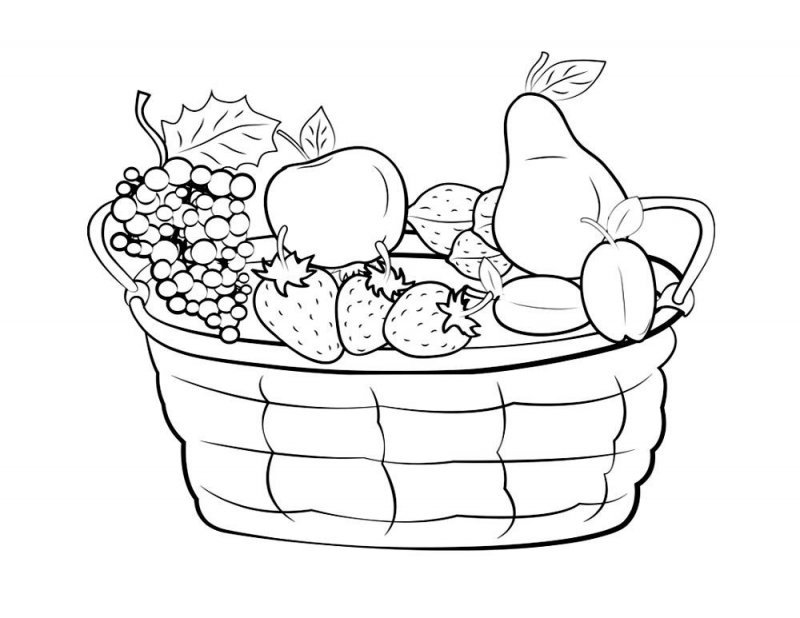 Корзинка с овощами раскраска