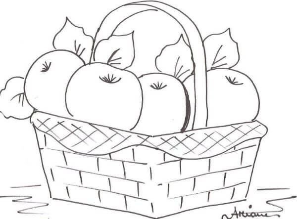 Корзина с фруктами раскраска