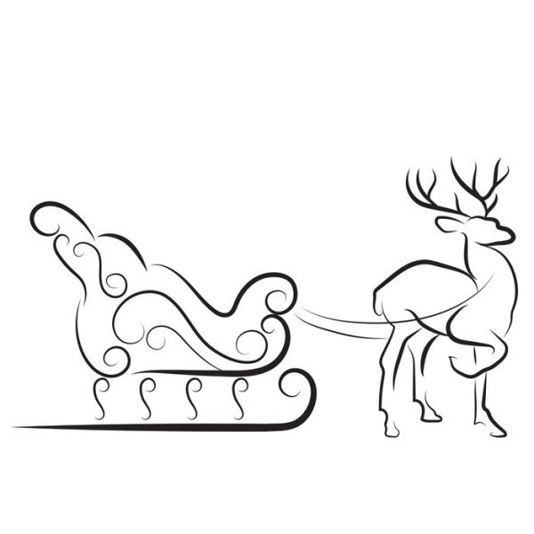 Новогодние олени с санями на окна