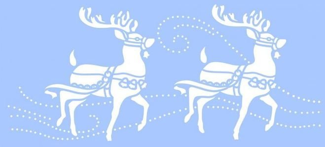 Новогодние олени с упряжкой на окна
