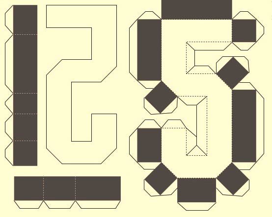 3д цифры из бумаги