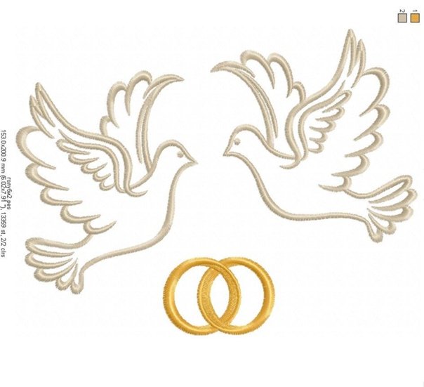 Голуби с кольцами на свадьбу трафарет