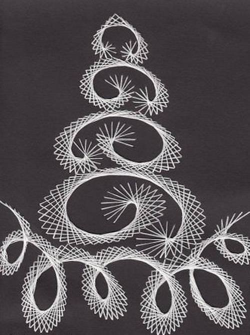 Вышивка на картоне Новогодняя