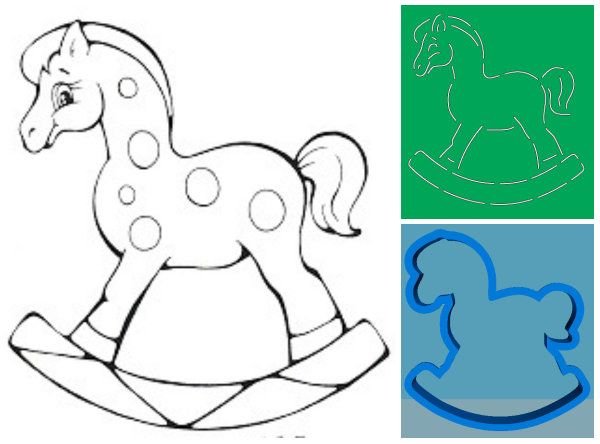 Лошадка качалка раскраска