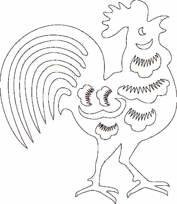 Трафарет петуха для вырезания