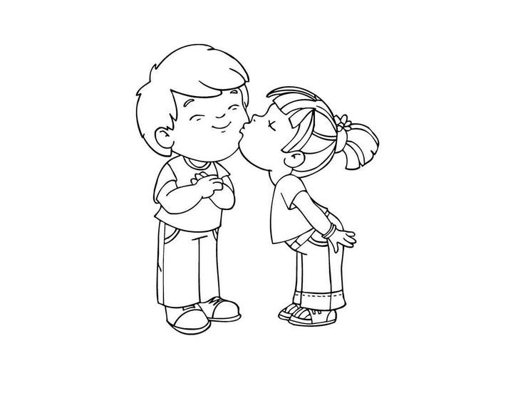 Картинка девочка целует мальчика