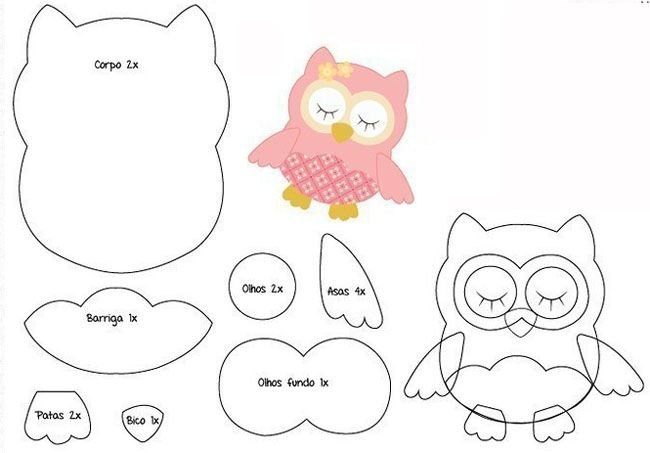 Совы из фетра выкройки и схемы