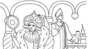 Раскраски к сказке Пушкина о мертвой царевне и семи богатырях
