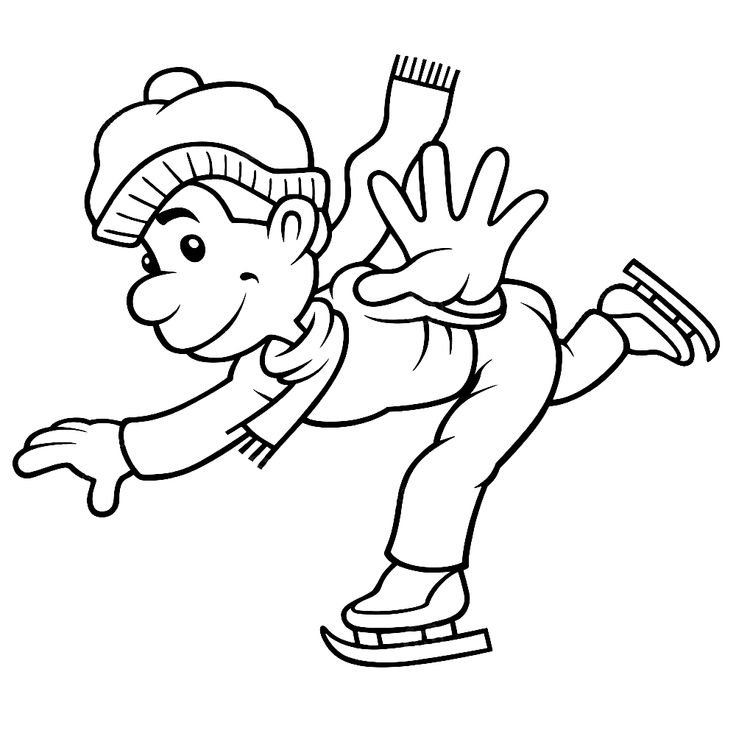 Мальчик катается на коньках рисунок