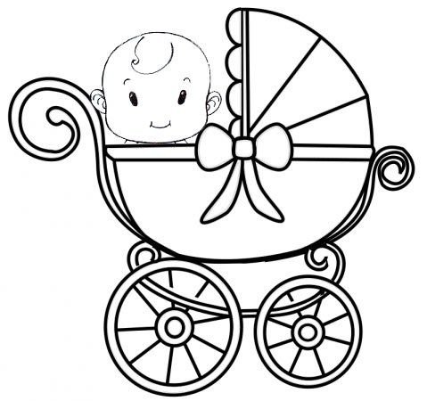 Раскраска малыш в коляске