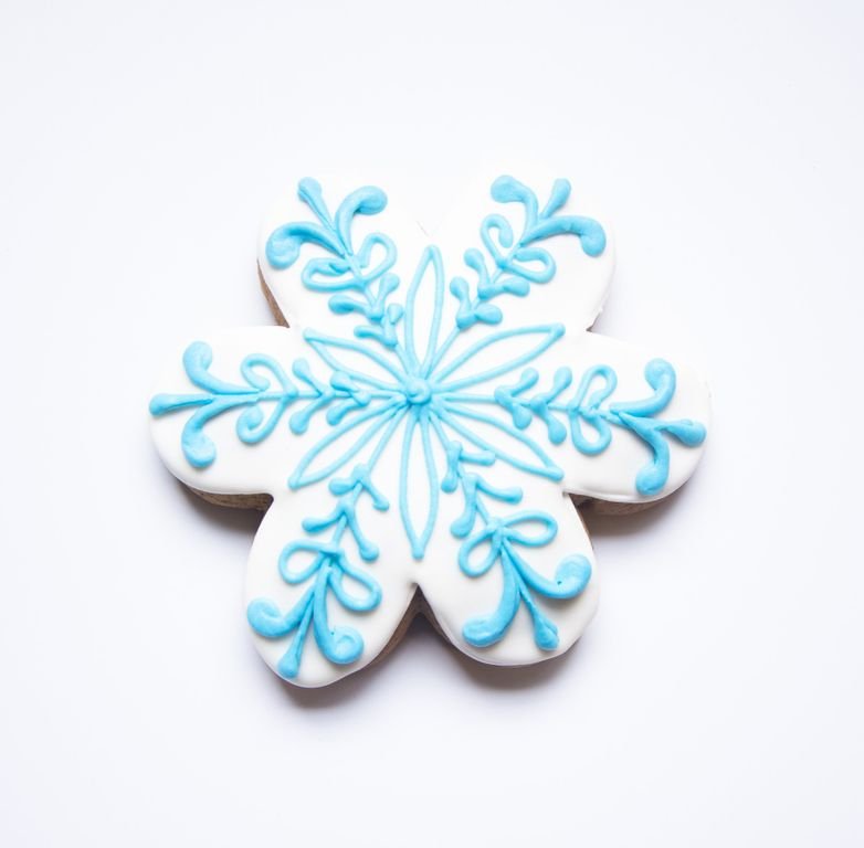 Имбирный пряник Снежинка роспись