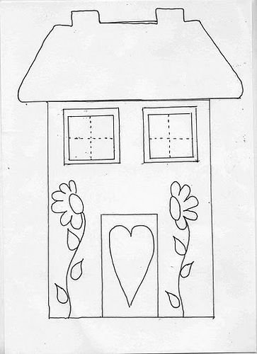 Аппликация домики из ткани