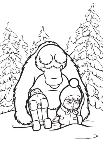 Раскраска. Маша и медведь