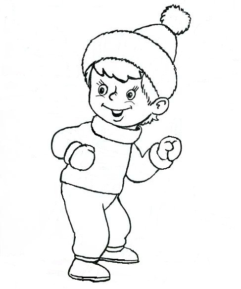 Мальчик и девочка в зимней одежде раскраска