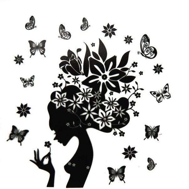 Силуэт девушки с цветком