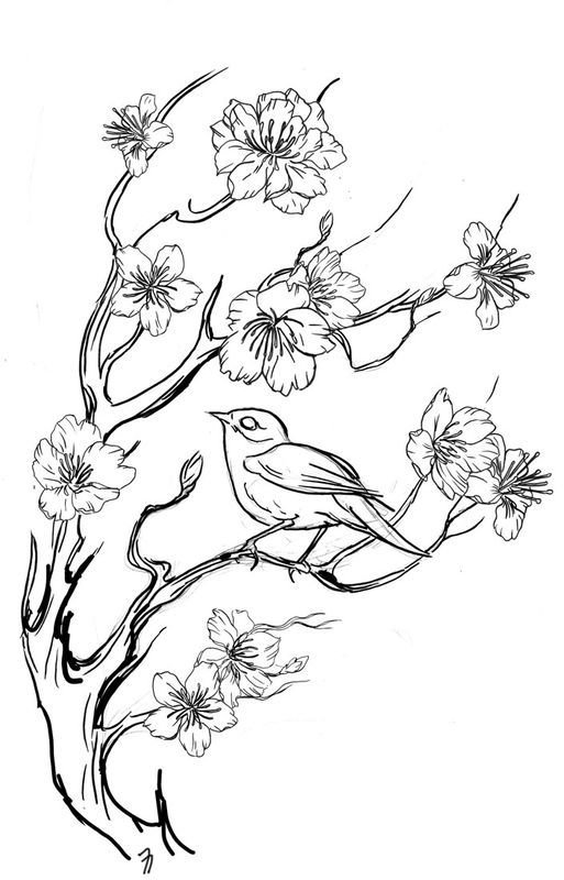 Ветка цветов эскиз