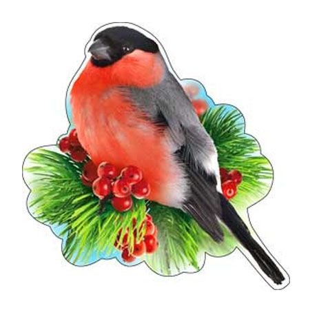 Снегири на окна цветные