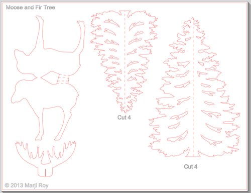 Трафарет объёмной ёлочки