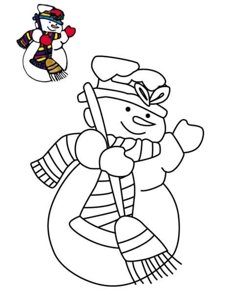 Снеговик трафарет