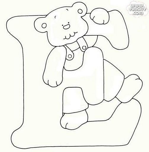 Трафарет буквы м с мишкой