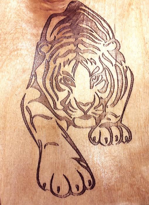 Тигр для выжигания на фанере