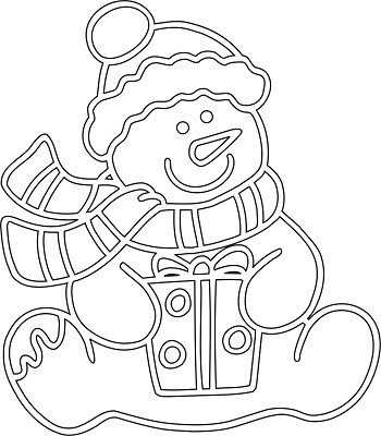 Снеговик трафарет для вырезания пряник