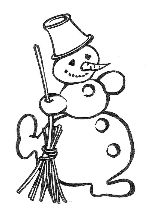 Снеговик трафарет