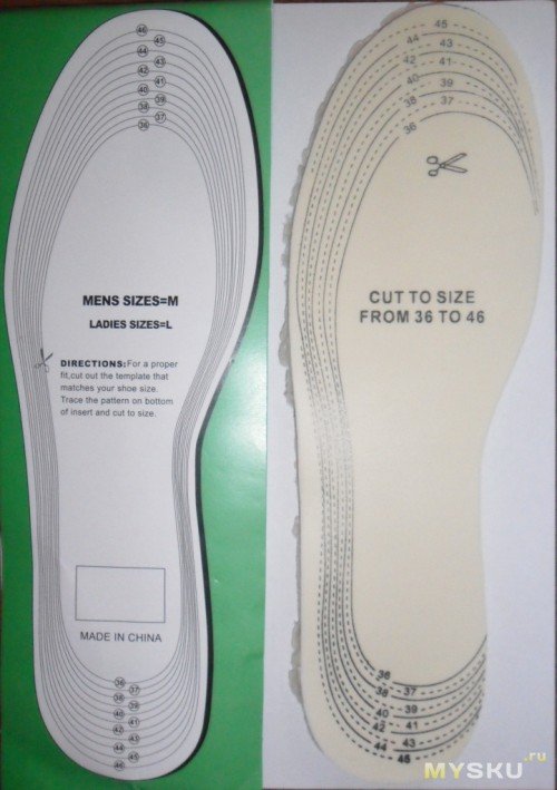 Размер стельки
