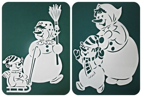 Новогодние вытынанки Снеговик