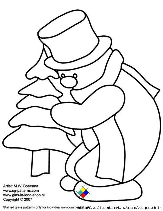 Новогодние рисунки для витражных красок