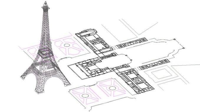 Эйфелева башня в Париже чертеж