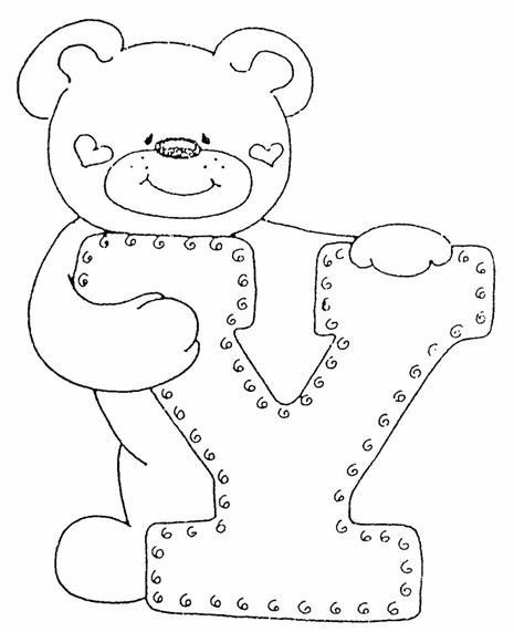 Трафареты букв с мишками