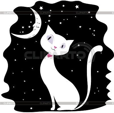 Кошка на Луне трафарет