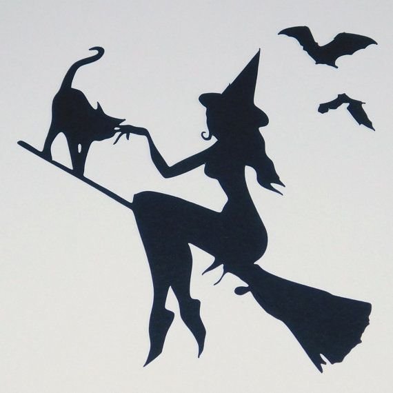 Ведьма на метле силуэт