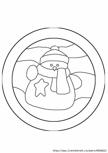 Новогодний витраж трафарет