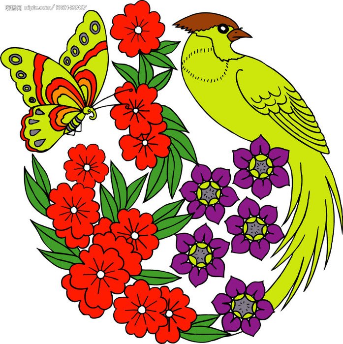 Цветы для вырезания цветные с контуром