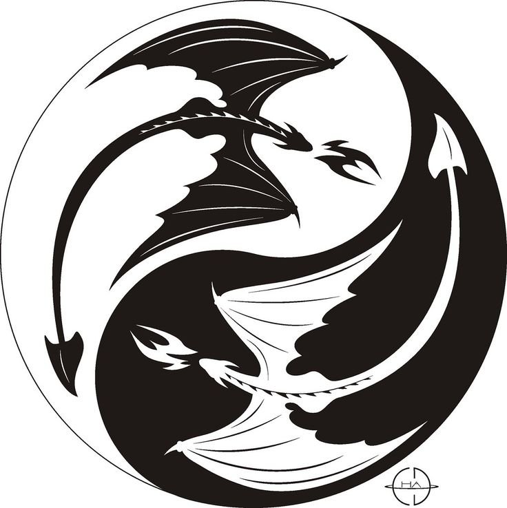 Тату Инь Янь с драконом