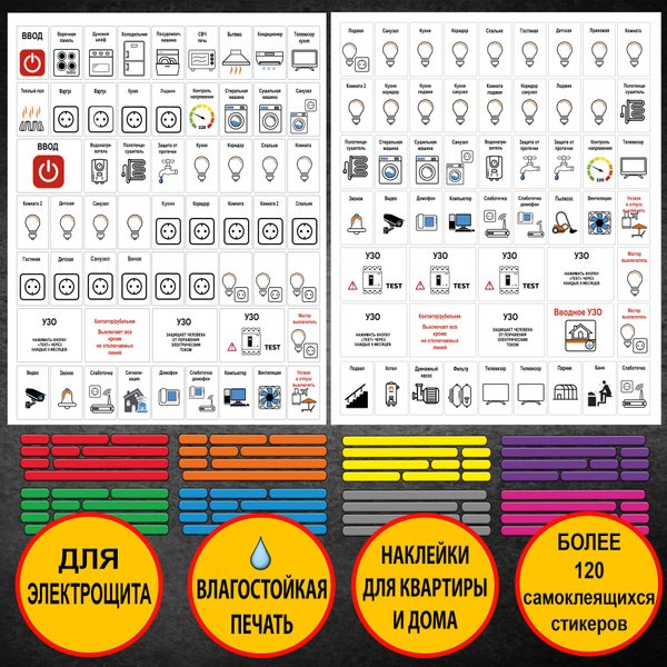 Маркировка электрощита наклейки
