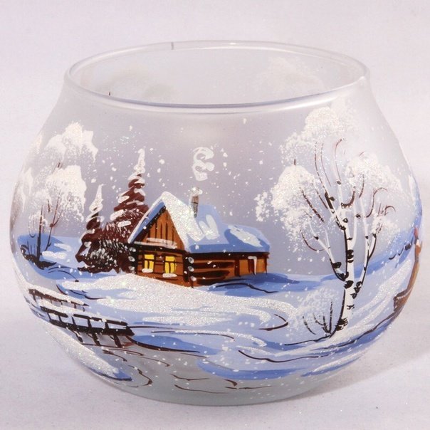 Роспись стеклянного подсвечника