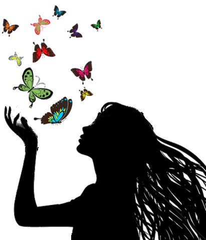 Профиль девушки с бабочками