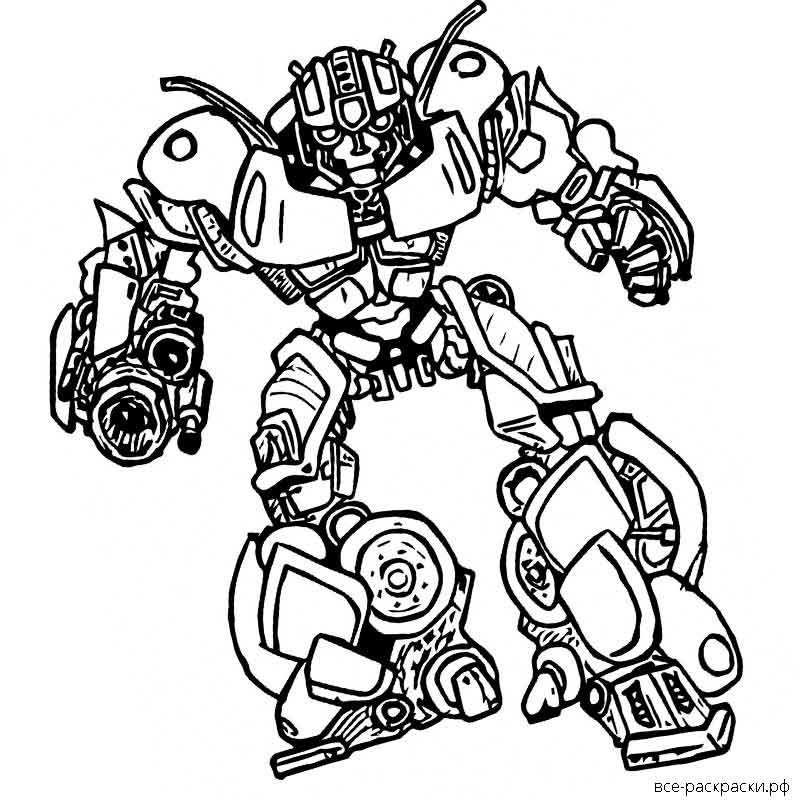 Раскраски для мальчиков роботы трансформеры Бамблби
