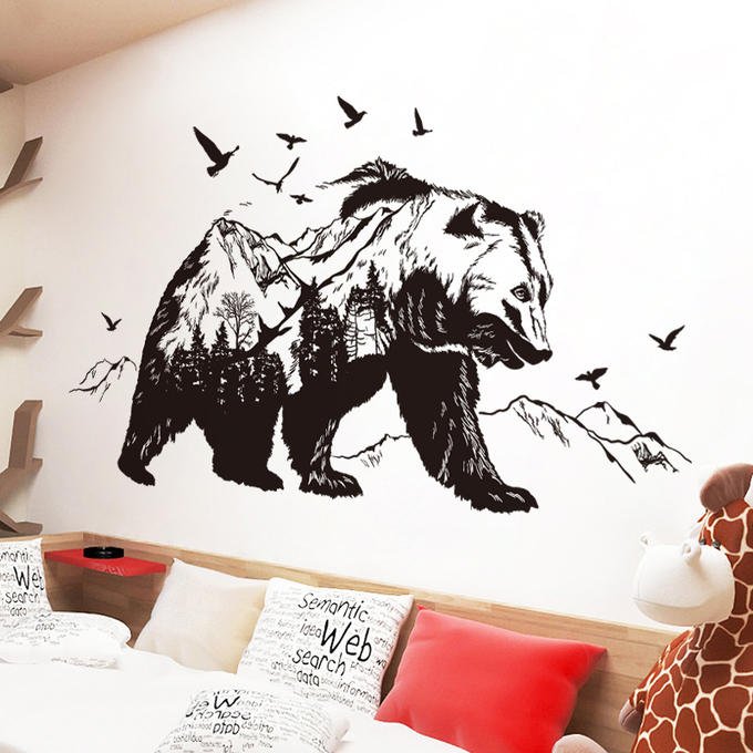 Трафарет медведя на стену