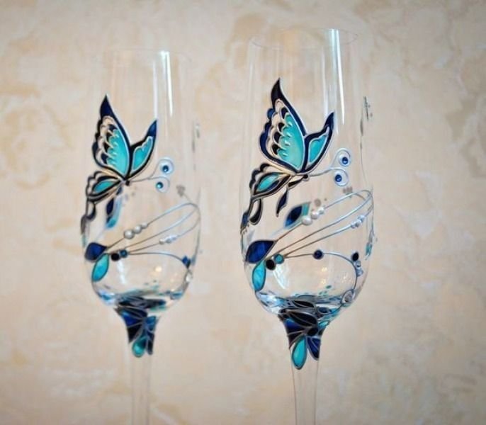 Свадебные бокалы витражными красками